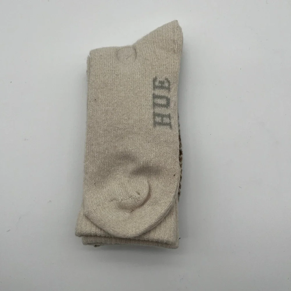 HUE Crew Boot Socks Womens OS Oatmeal Geo Jacquard Space-Dye 2pk U23236 Soft